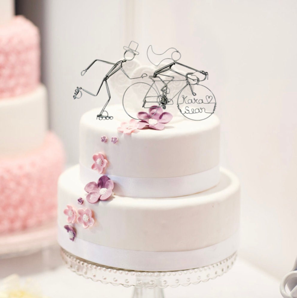 Inline Skater and Personalized Cyclist Wedding Cake Topper
