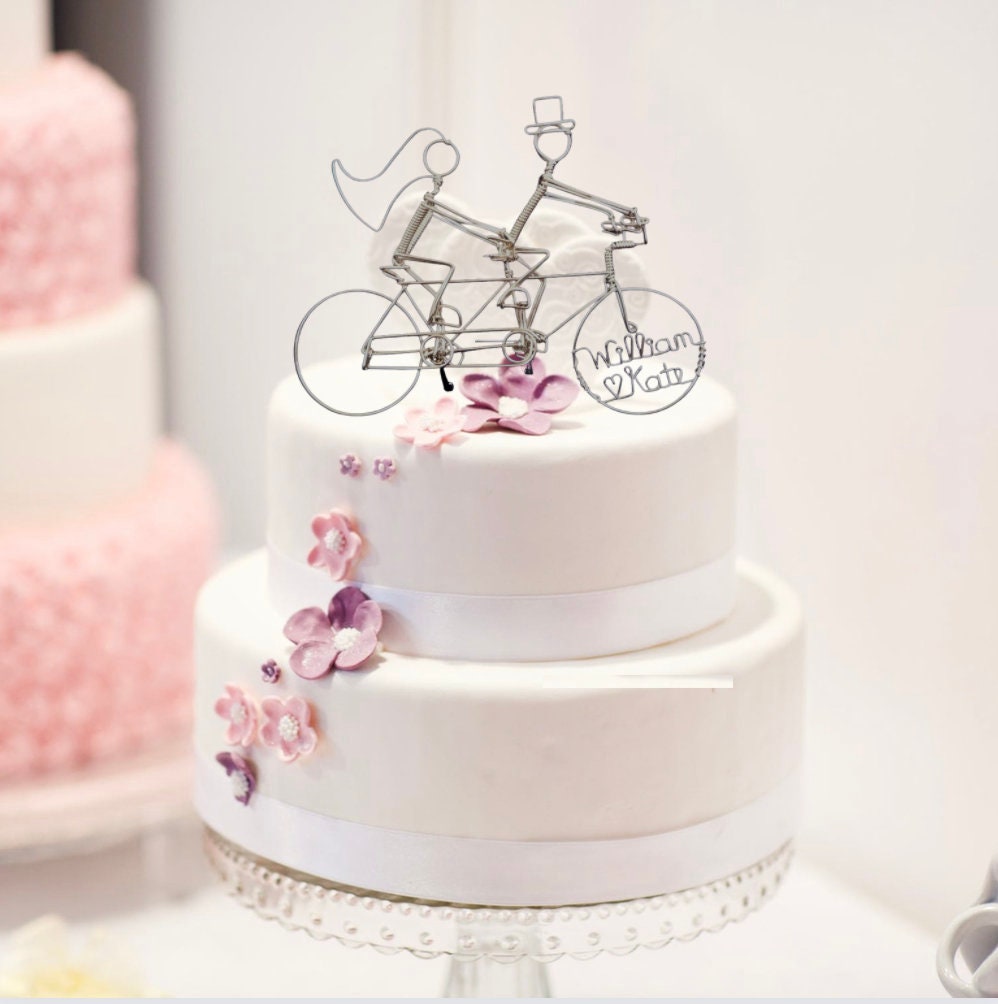 Personalized Tandem Bike Riders Wedding Cake Topper Bicycle Wedding Gift