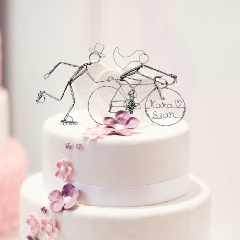 Inline Skater and Personalized Cyclist Wedding Cake Topper
