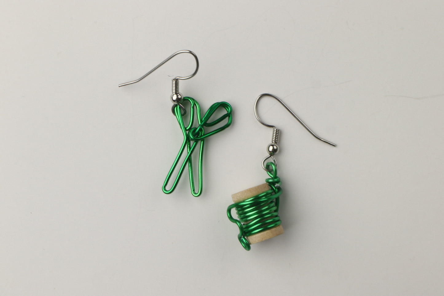 Scissor and Spool Earrings // Gift for Sewers and Clothing Designers