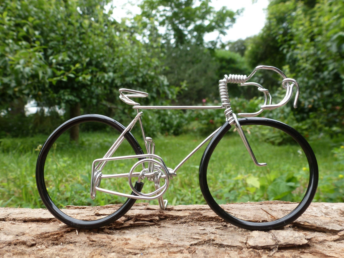 Bike Sculpture black wheels, Freestanding Mountain or Racing Bicycle Ornament or Wedding Cake Topper