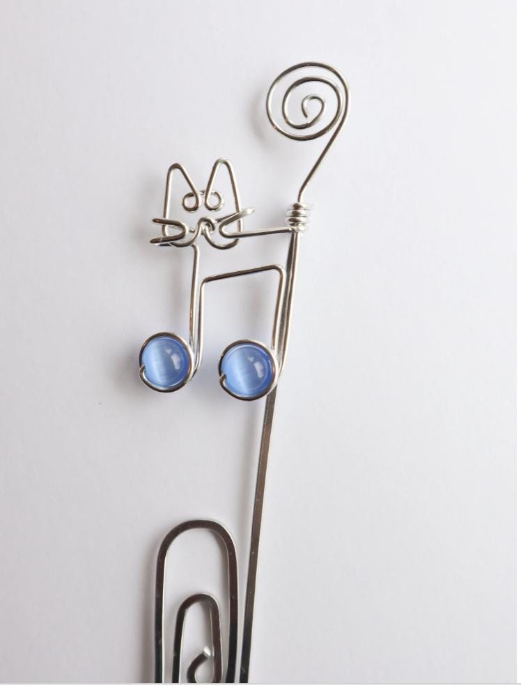 Music Notes Cat Brooch or Bookmark // Gifts for Cat Lovers