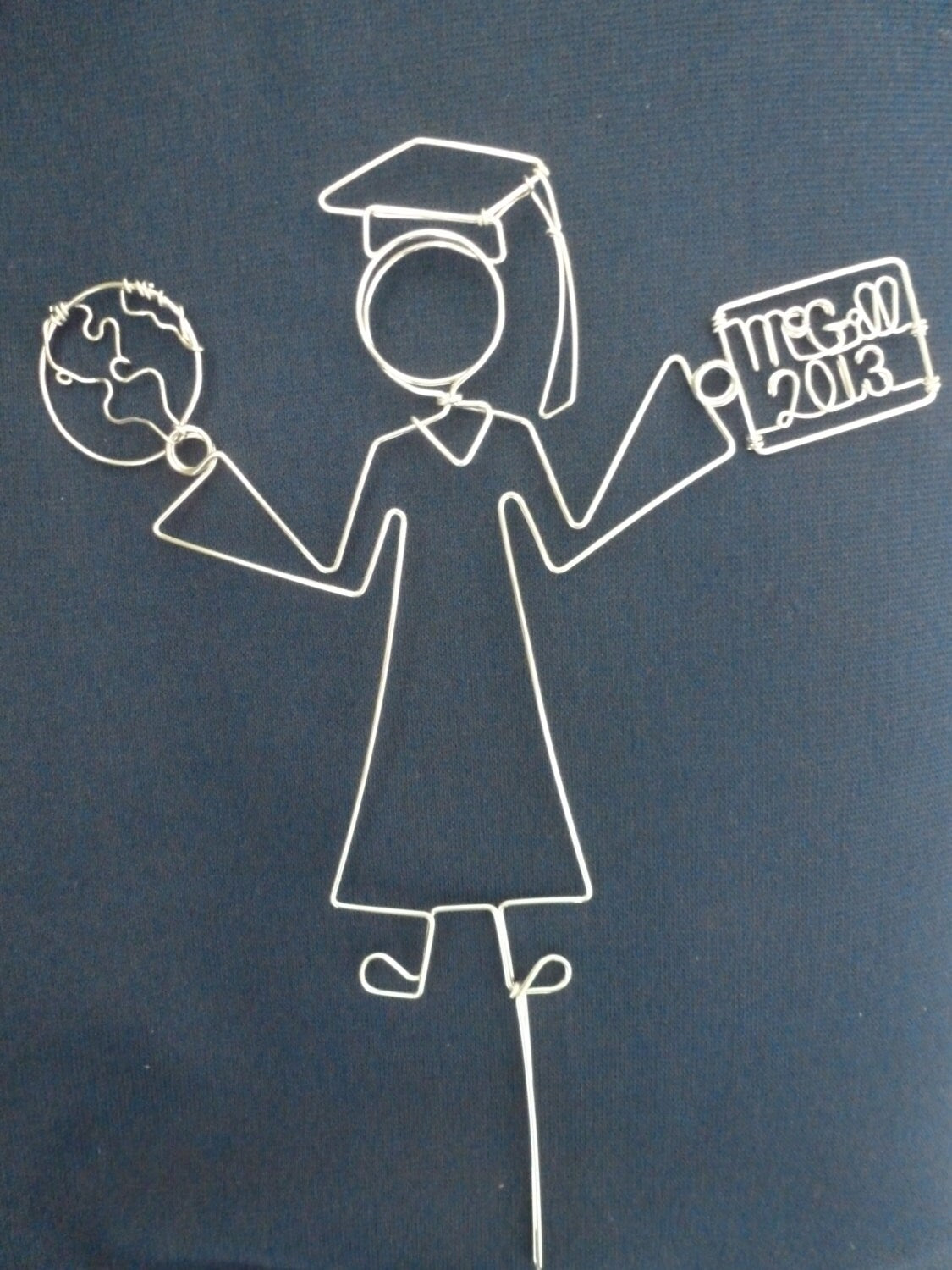 Graduation Ornament Cake Topper Wire Art Sculpture Decoration Gift for Graduate