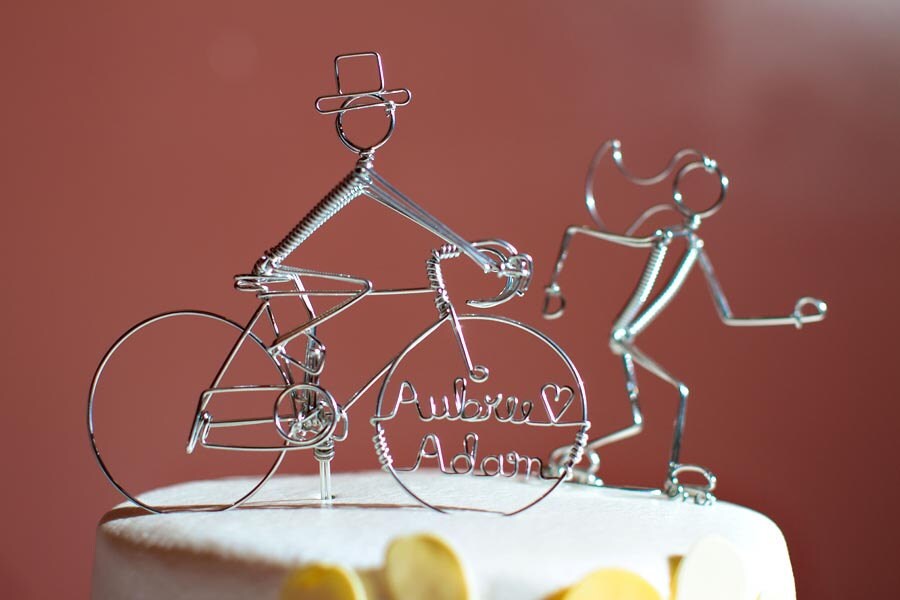 Inline Skater and Personalized Cyclist Wedding Cake Topper