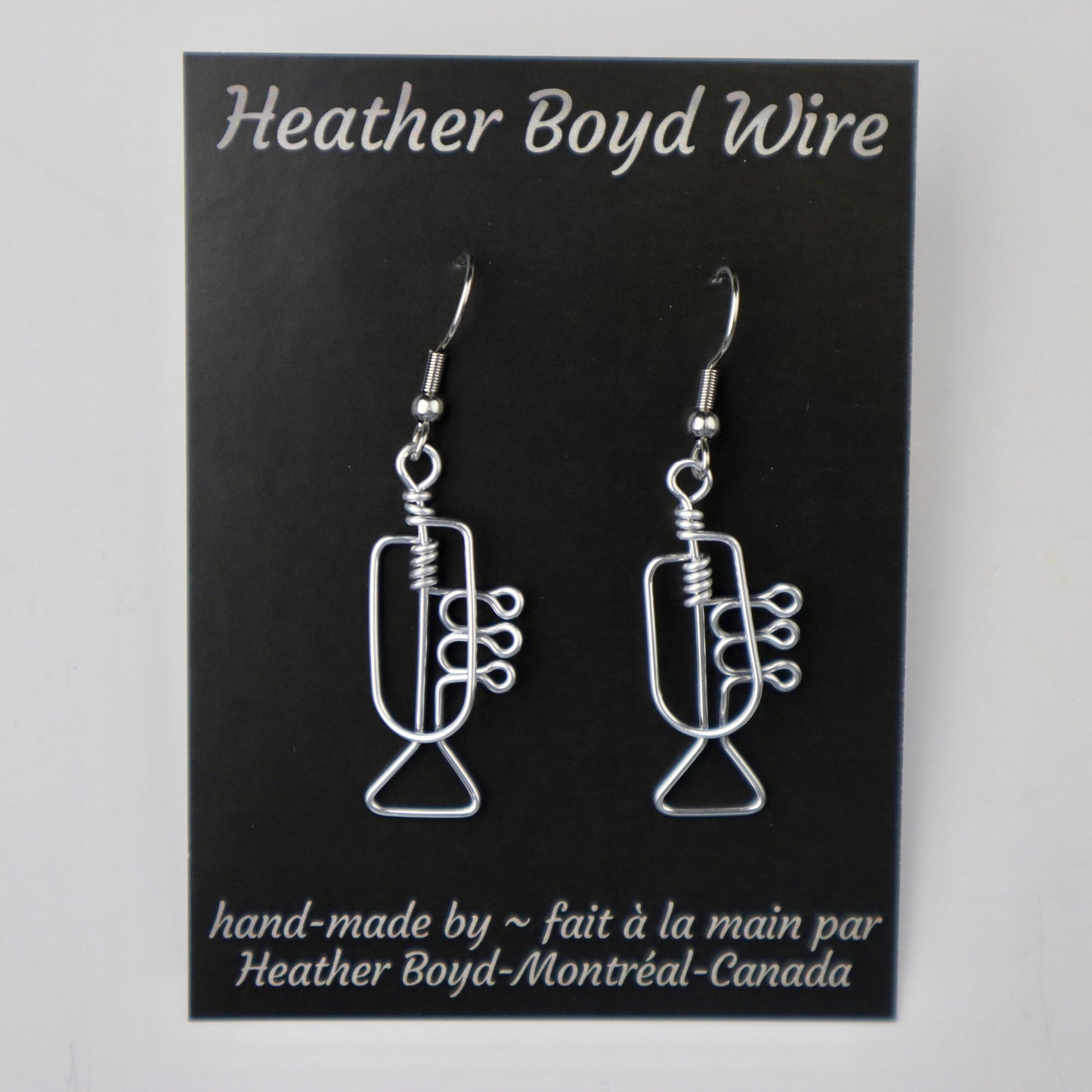 Wire Trumpet Earrings, Gifts for Musicians, Music Instrument Jewelry