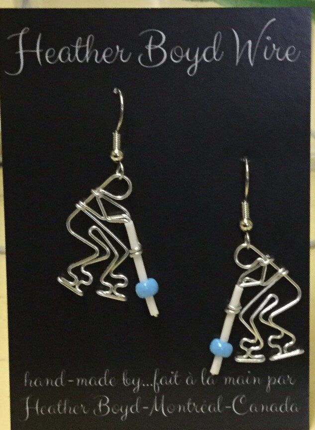 Hockey Player Earrings Wire Jewelry Gift for Girls