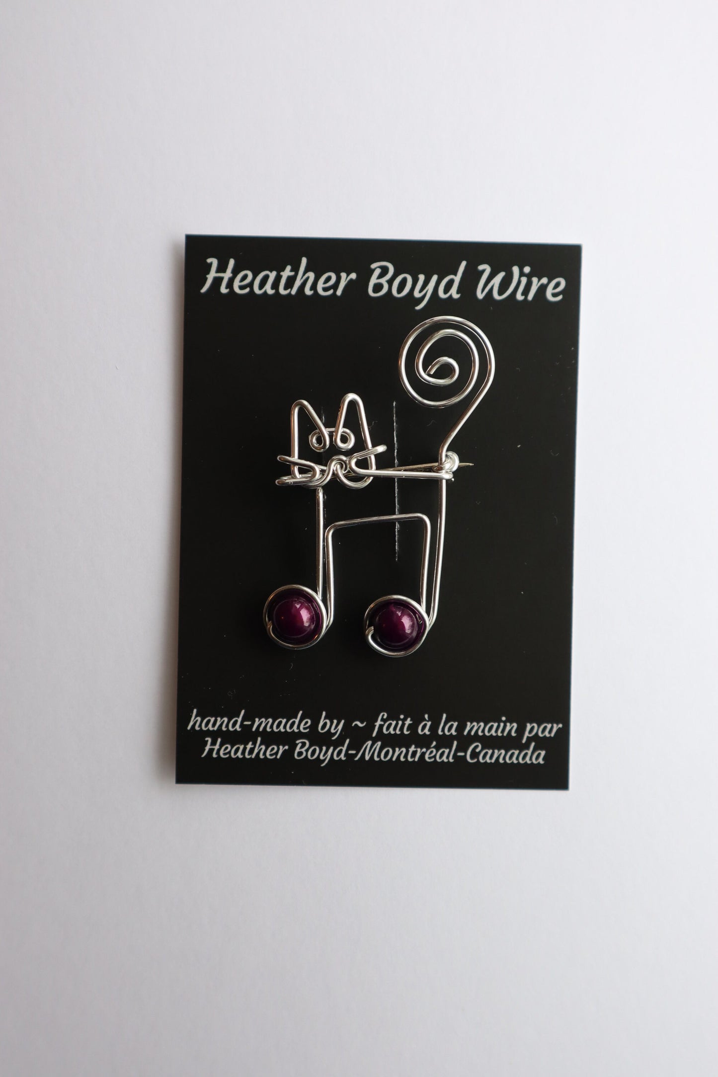 Music Notes Cat Brooch or Bookmark // Gifts for Cat Lovers
