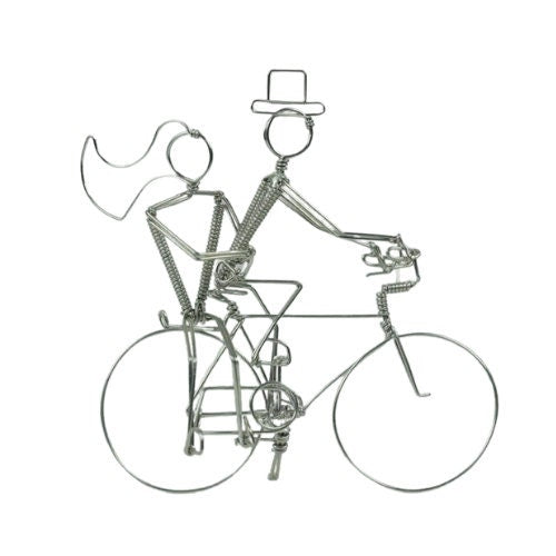 Double Riders Bicycle Wedding Cake Topper with Optional Personalization