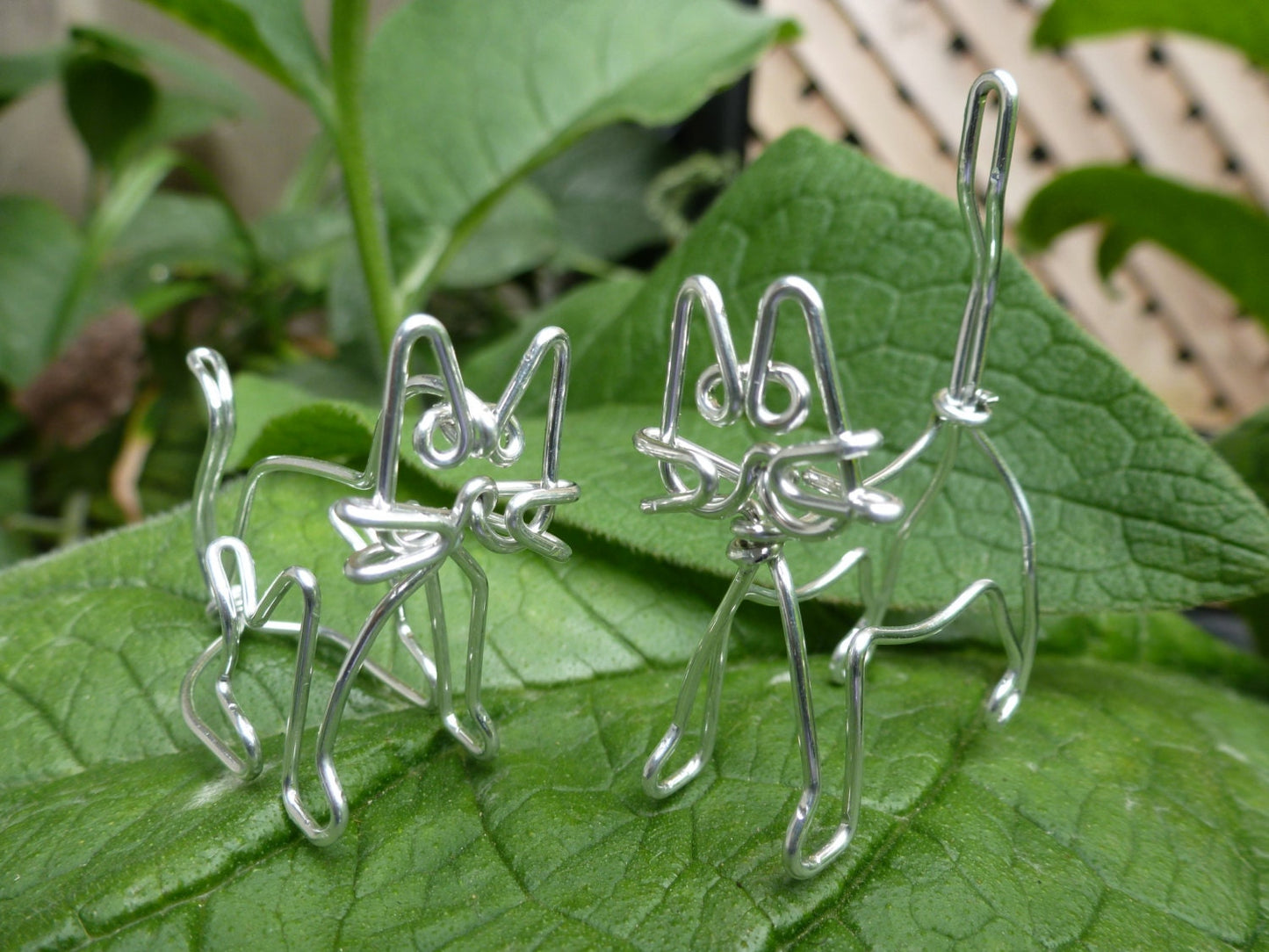 Cat Ornament Sitting or Standing, Miniature Wire Art Sculpture