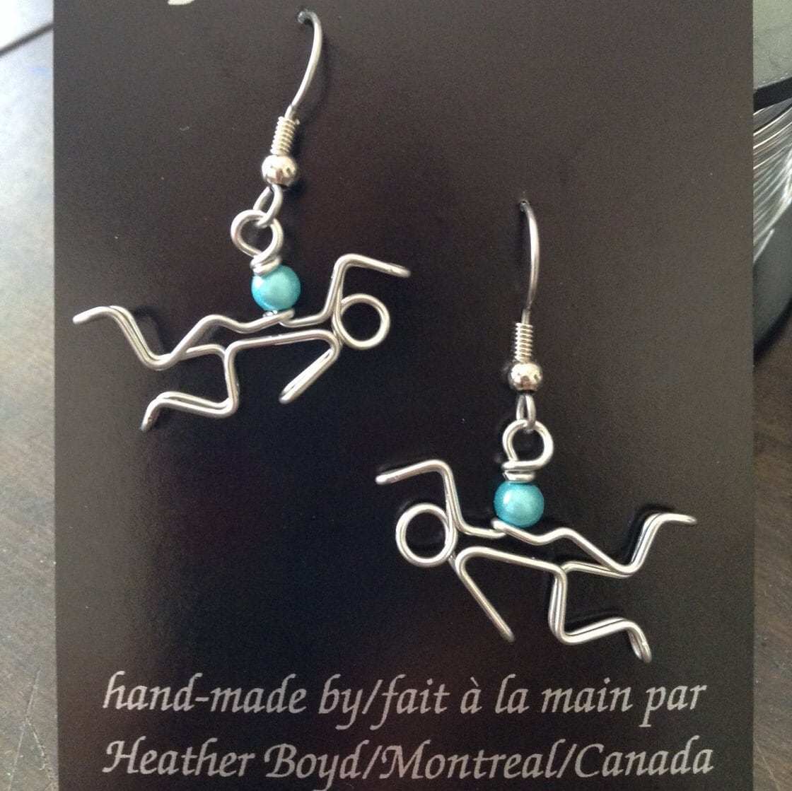 Swimmer Dangling Earrings Wire Jewelry Turquoise Miracle Beads