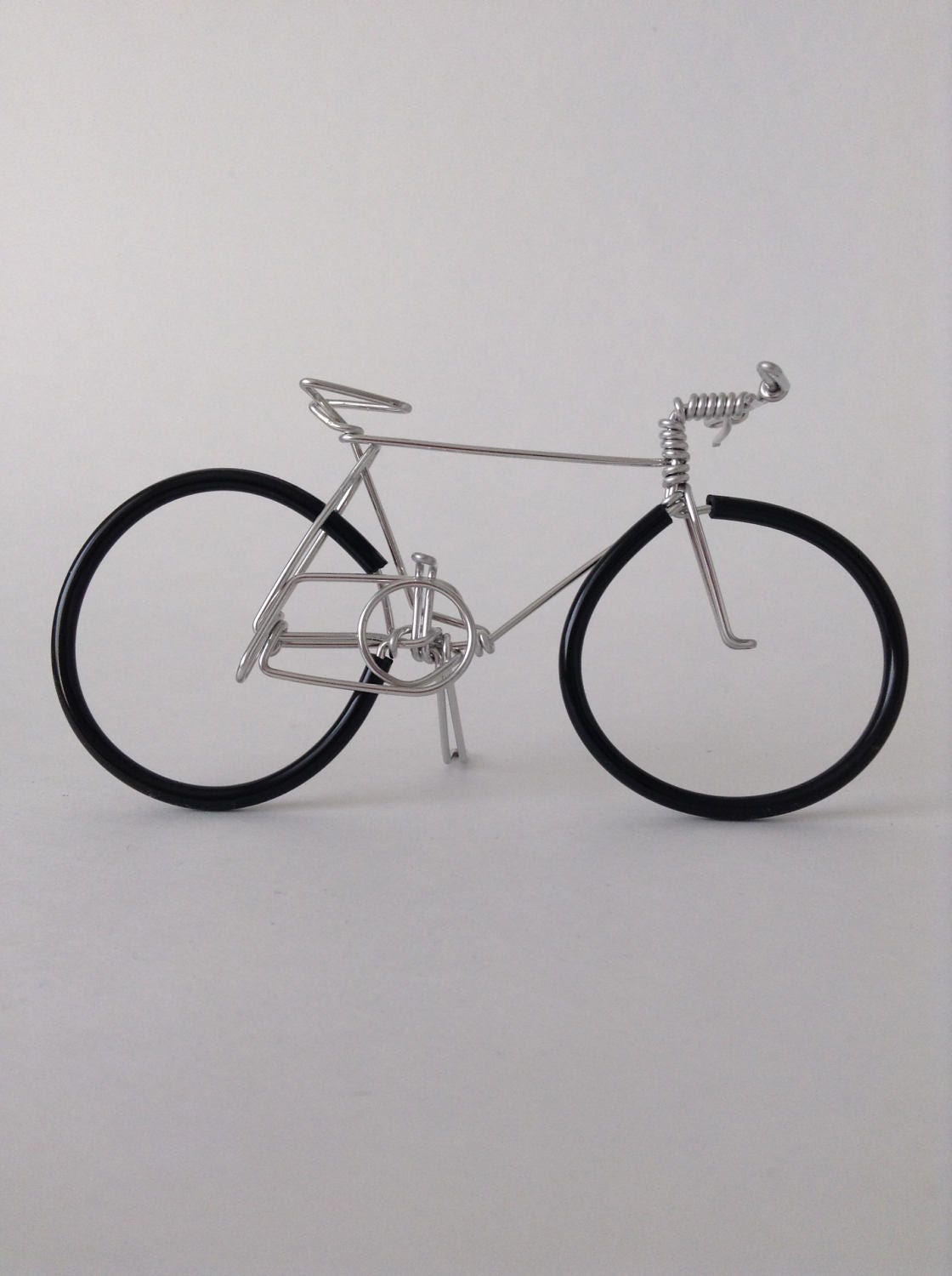 Bike Sculpture black wheels, Freestanding Mountain or Racing Bicycle Ornament or Wedding Cake Topper