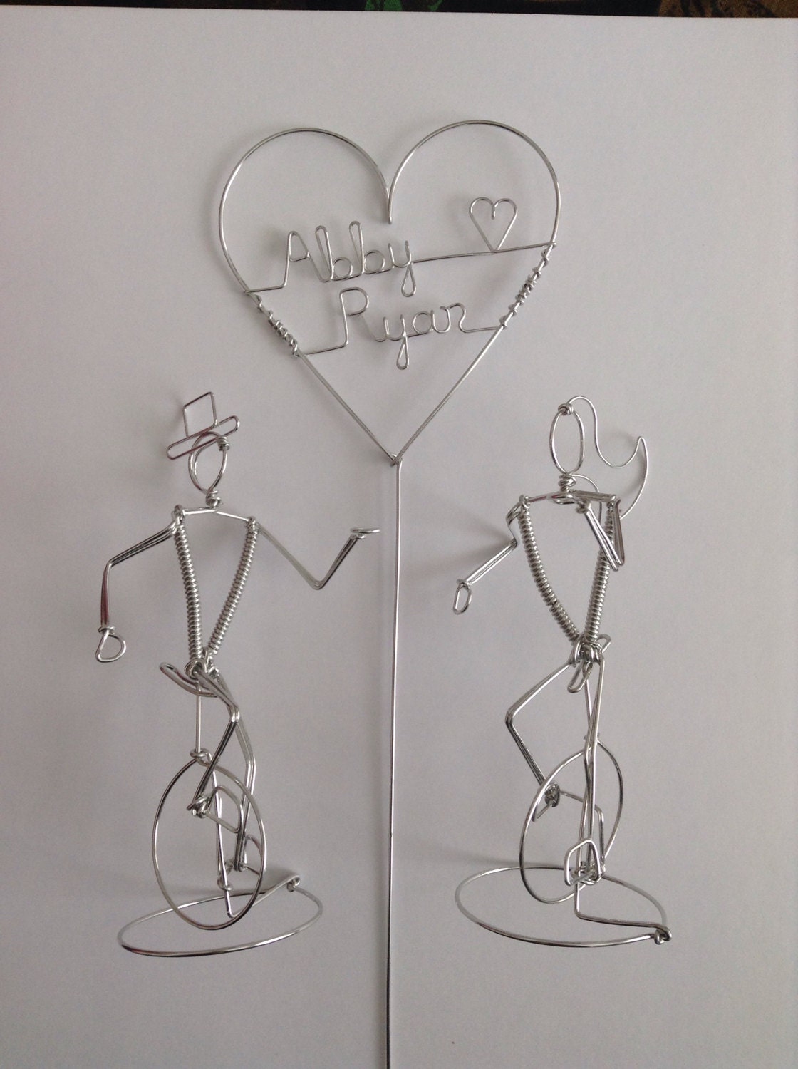 Personalized Wire Heart Cake Wedding Cake Topper
