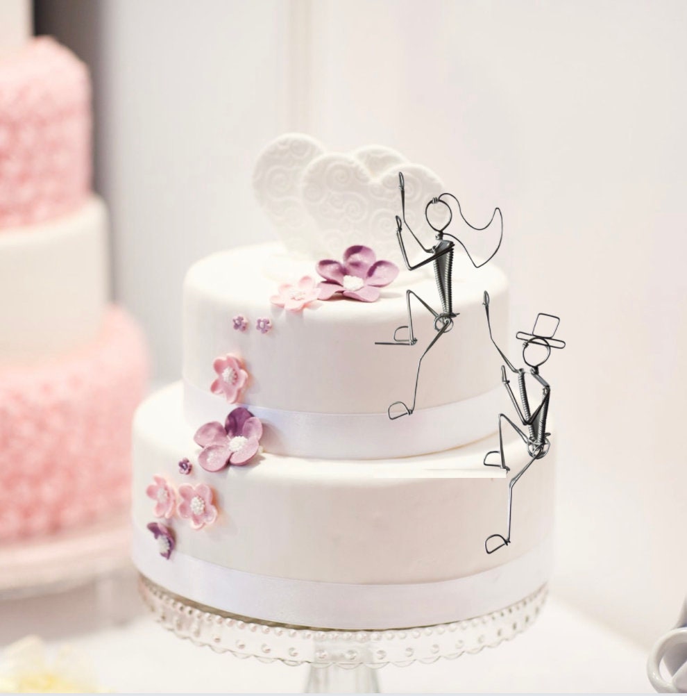Rock Climbers Wedding Cake Topper Wire Art Sculpture Ornament