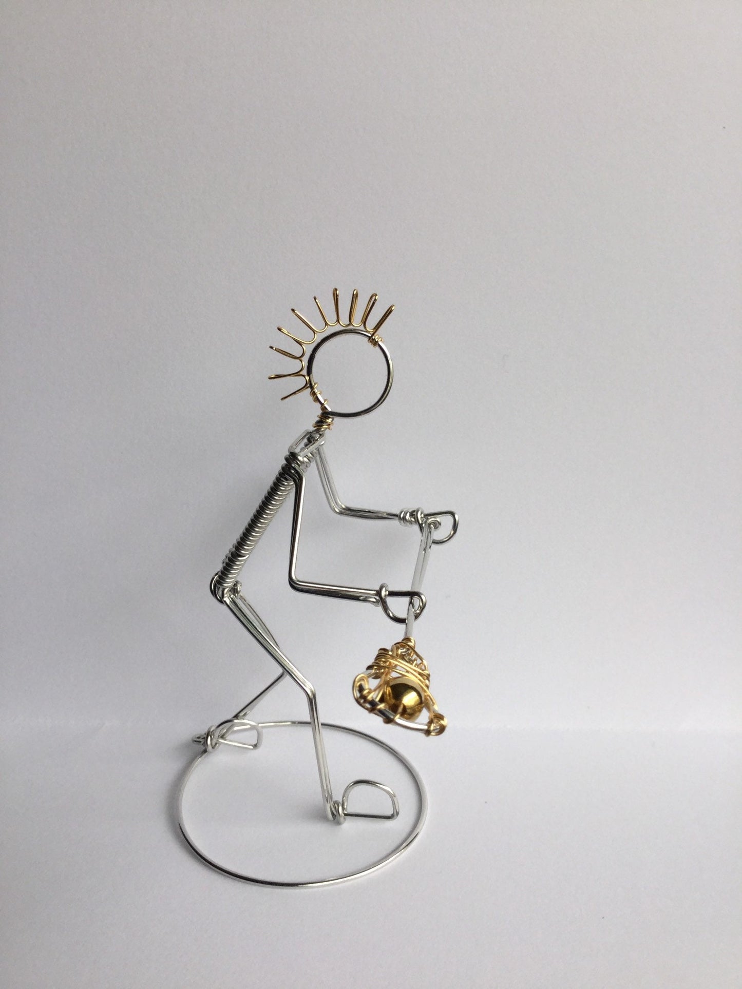 Lacrosse Player Ornament Freestanding Miniature Wire Sculpture, Gift for Sports Fans