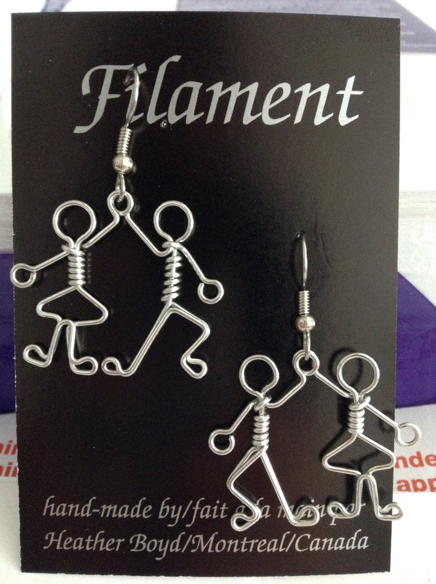 Boy Girl Stick Figure Earrings // Gift for Dancers // Dangling Earrings