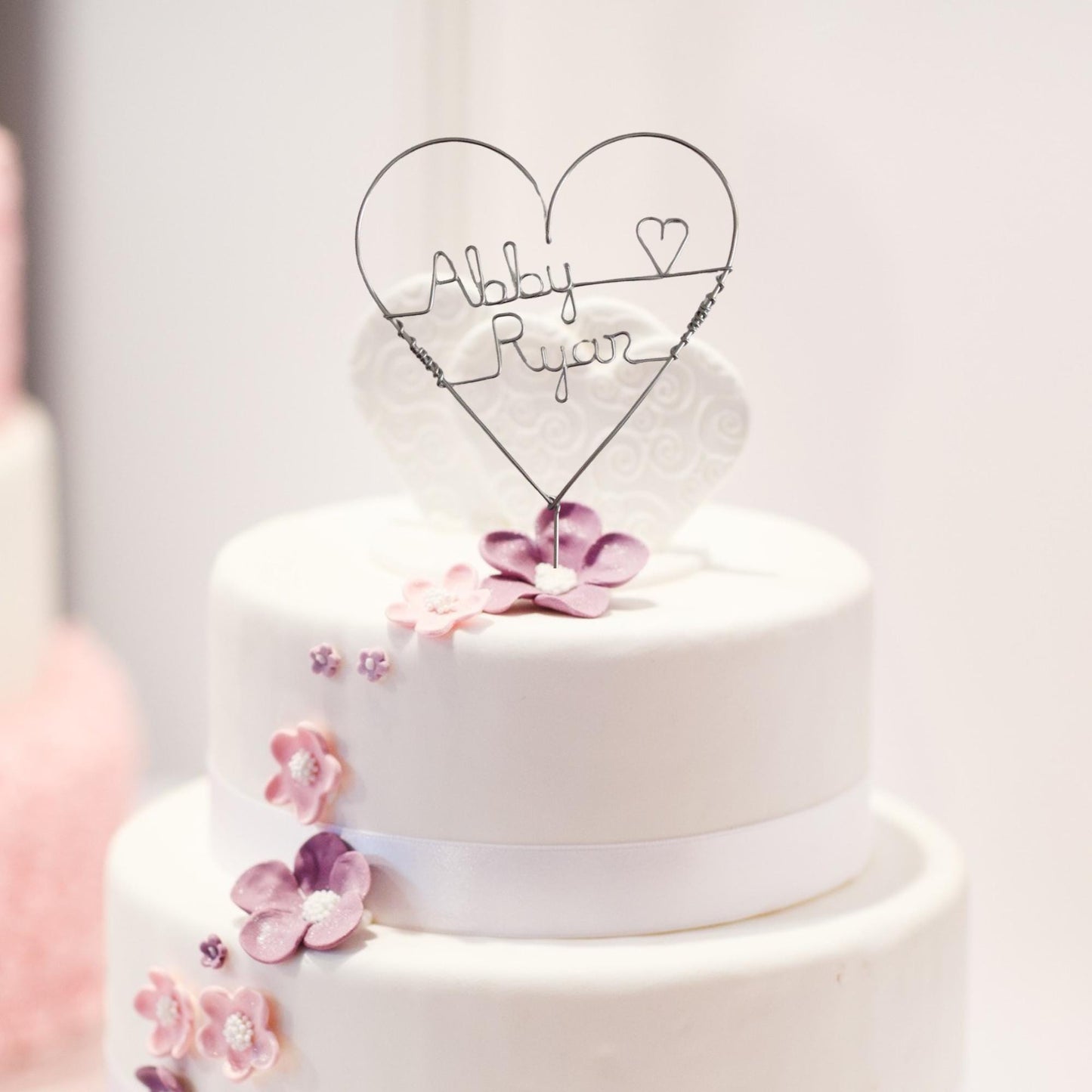 Personalized Wire Heart Cake Wedding Cake Topper