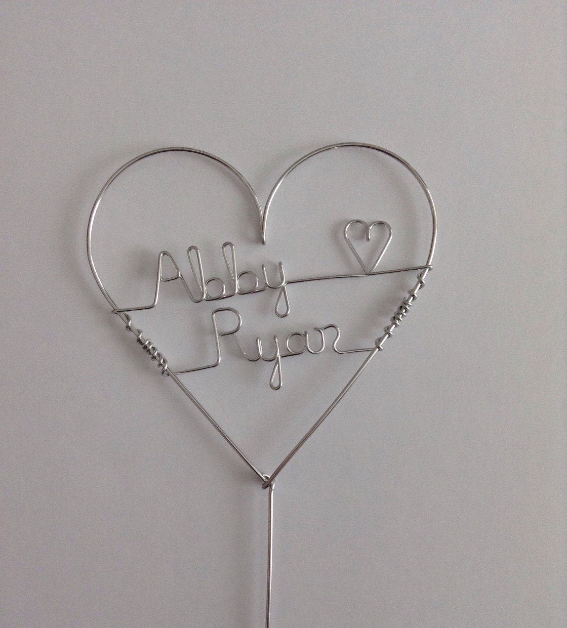 Personalized Wire Heart Cake Wedding Cake Topper