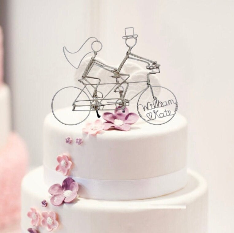 Personalized Tandem Bike Riders Wedding Cake Topper Bicycle Wedding Gift