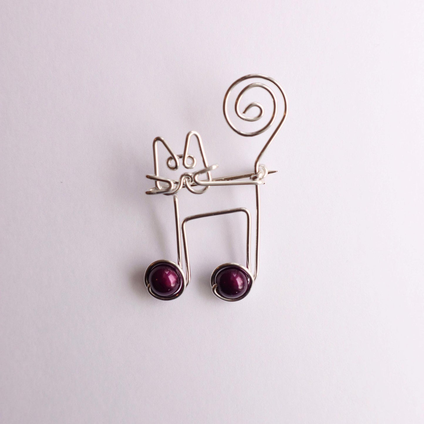 Music Notes Cat Brooch or Bookmark // Gifts for Cat Lovers