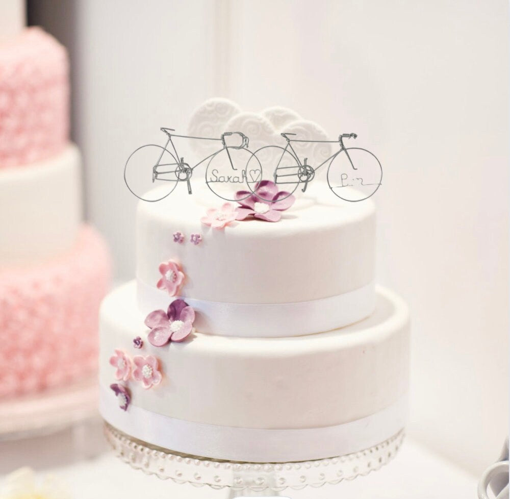 Bicycles Wedding Cake Topper Personalized