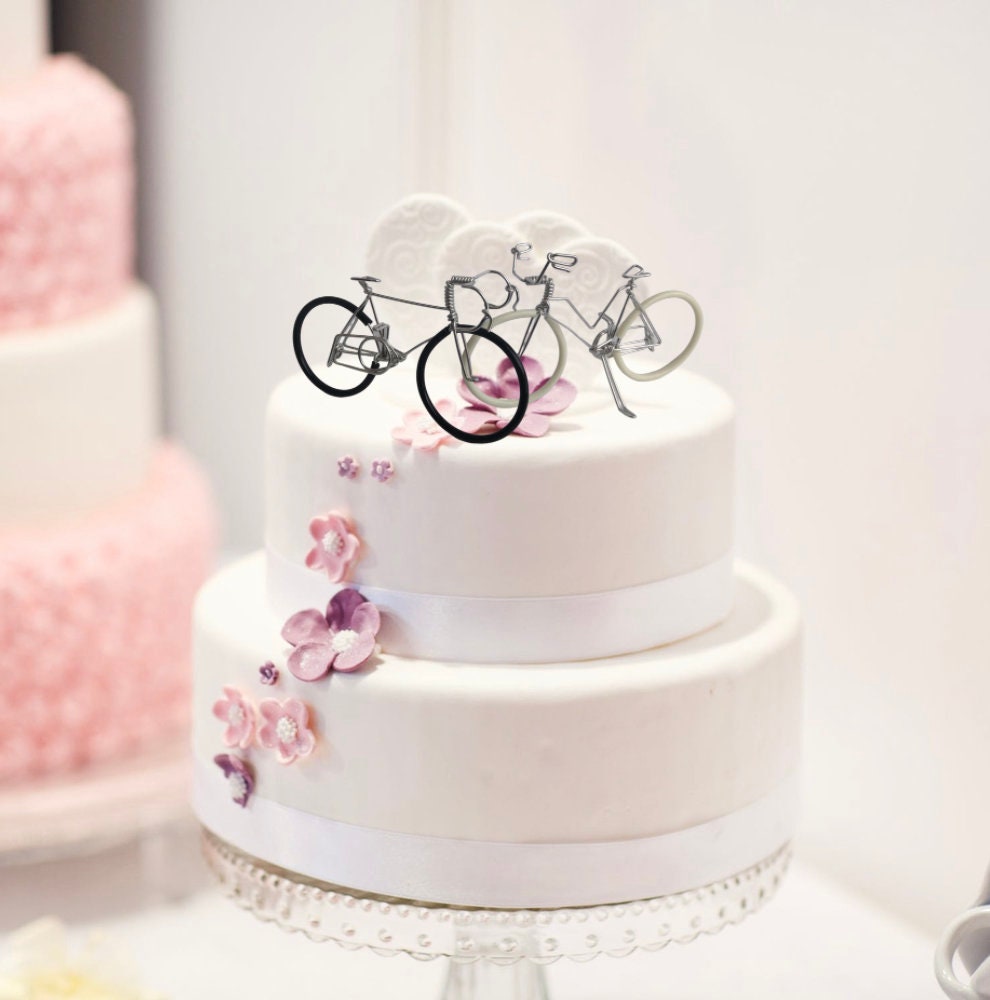 Black & White Bicycles Wedding Cake Topper