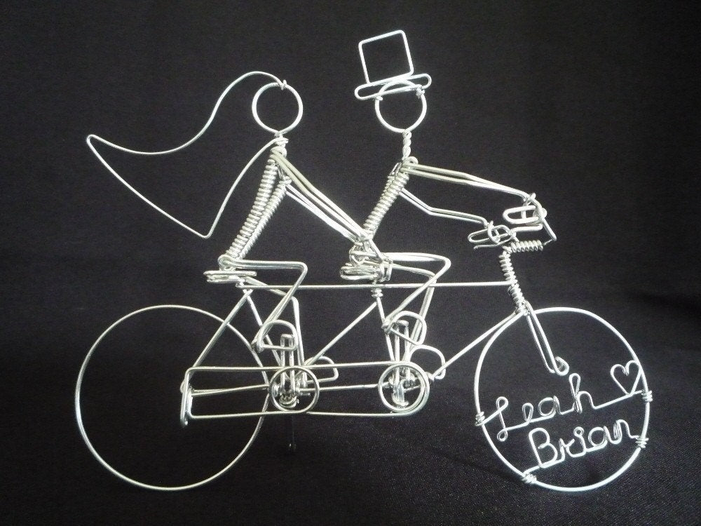 Personalized Tandem Bike Riders Wedding Cake Topper Bicycle Wedding Gift