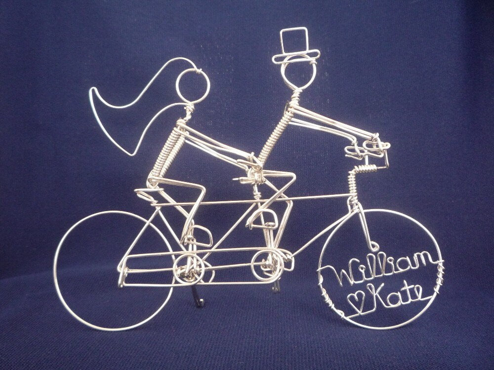 Personalized Tandem Bike Riders Wedding Cake Topper Bicycle Wedding Gift