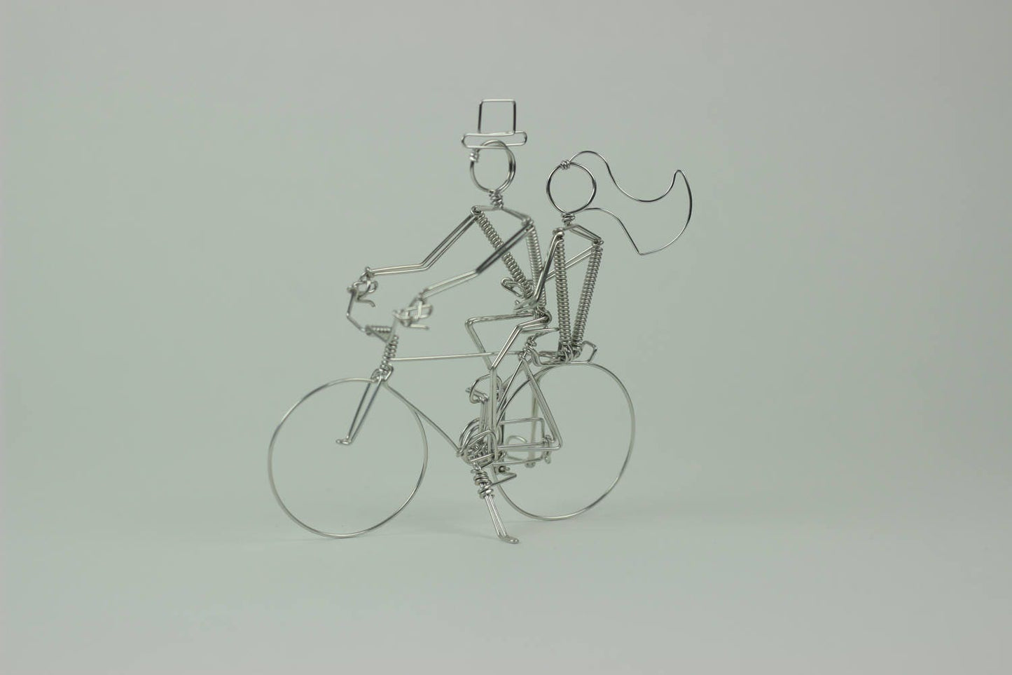 Double Riders Bicycle Wedding Cake Topper with Optional Personalization
