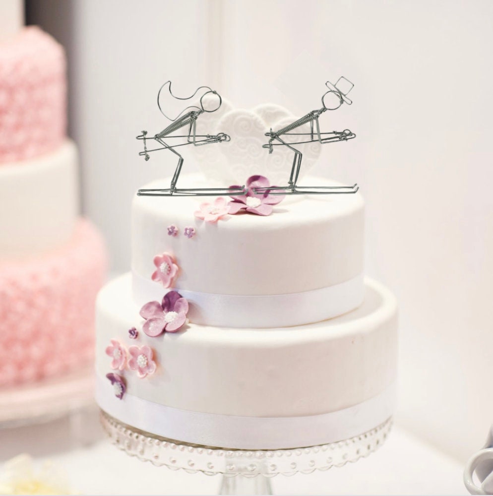 Skiers Wedding Cake Topper