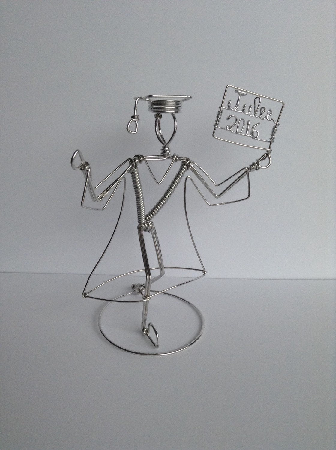 Graduation Ornament Cake Topper Wire Art Sculpture Decoration Gift for Graduate