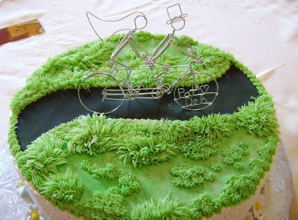 Personalized Tandem Bike Riders Wedding Cake Topper Bicycle Wedding Gift