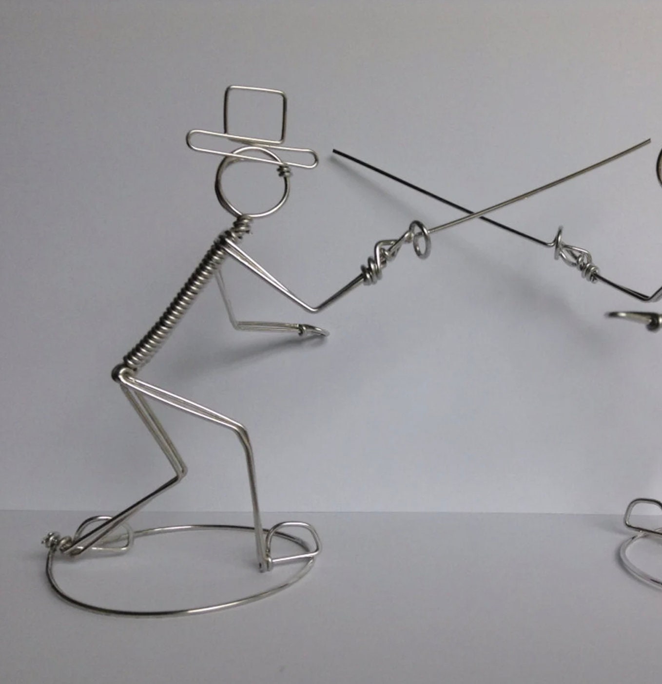 Fencing Ornament Freestanding Miniature Wire Sculpture, Gift for Fencer