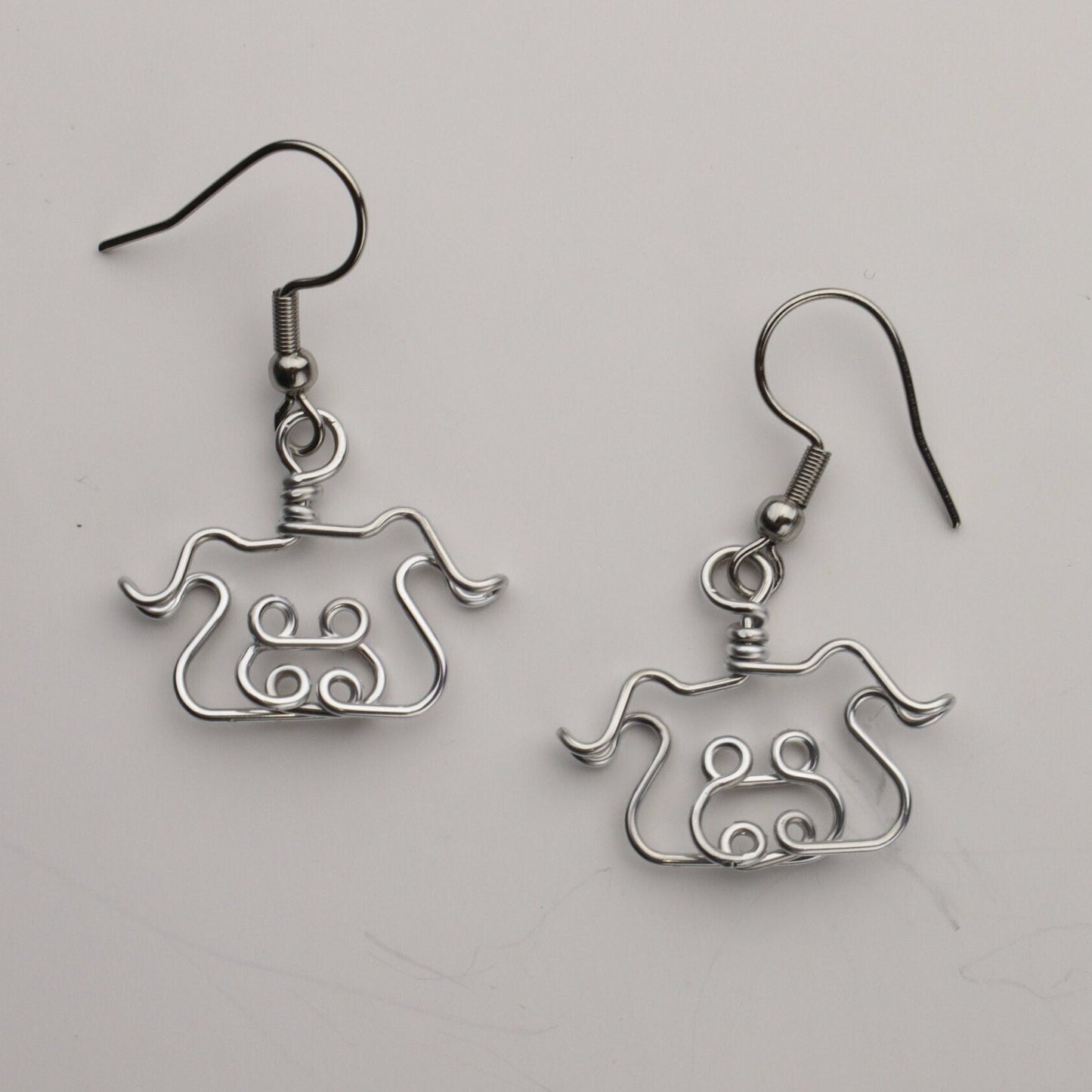 Wire Pig Face Earrings // Teacher Gifts // Dangling, Lightweight, Non-tarnish
