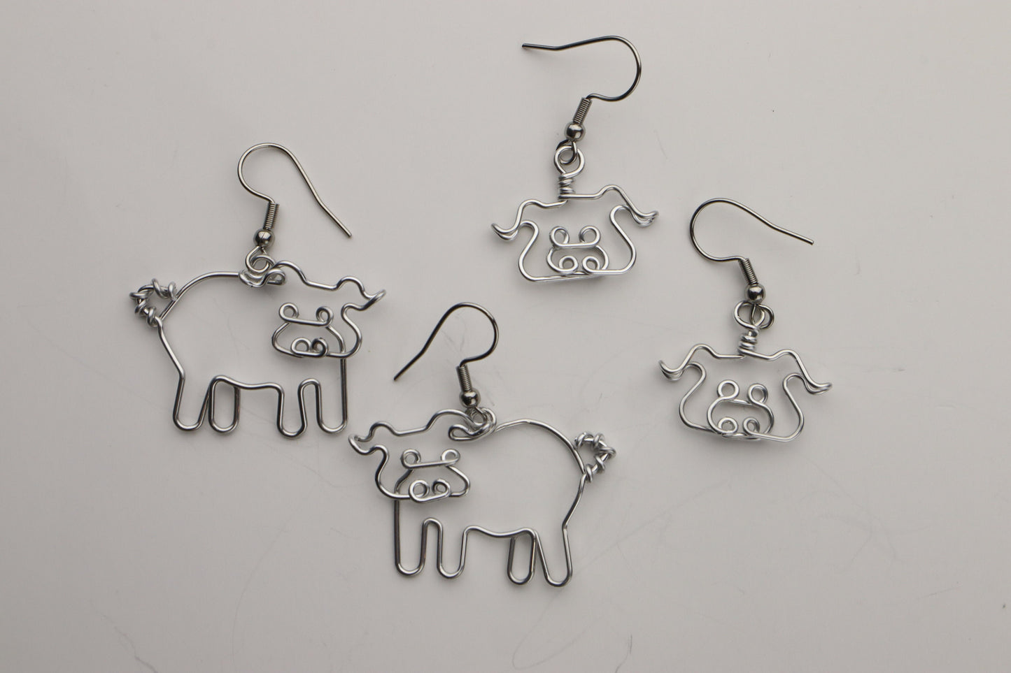 Wire Pig Face Earrings // Teacher Gifts // Dangling, Lightweight, Non-tarnish