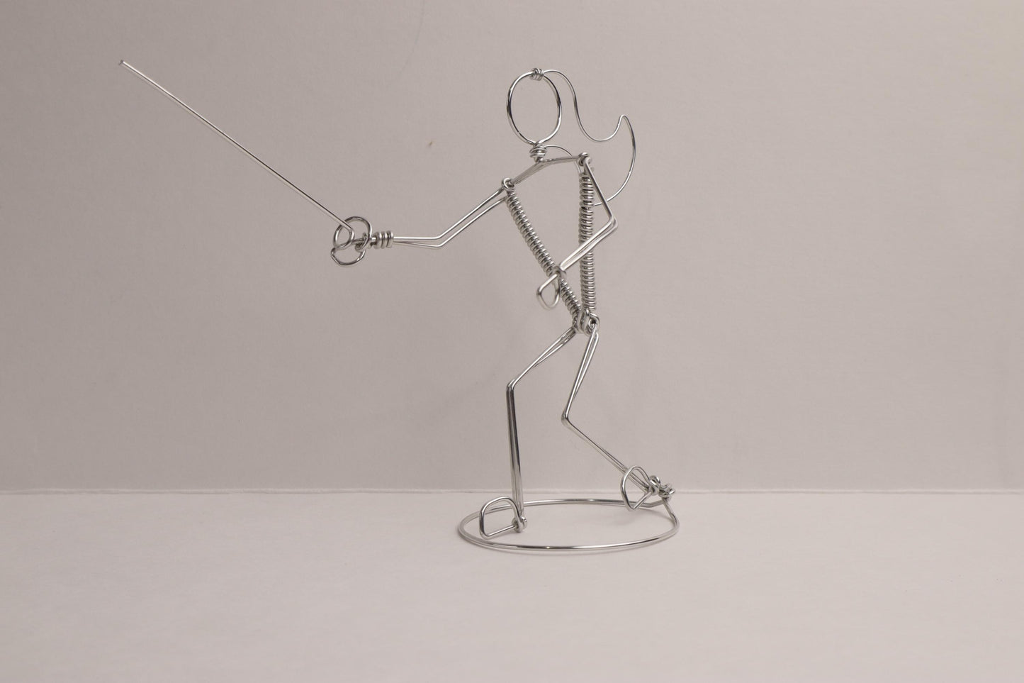 Fencing Ornament Freestanding Miniature Wire Sculpture, Gift for Fencer