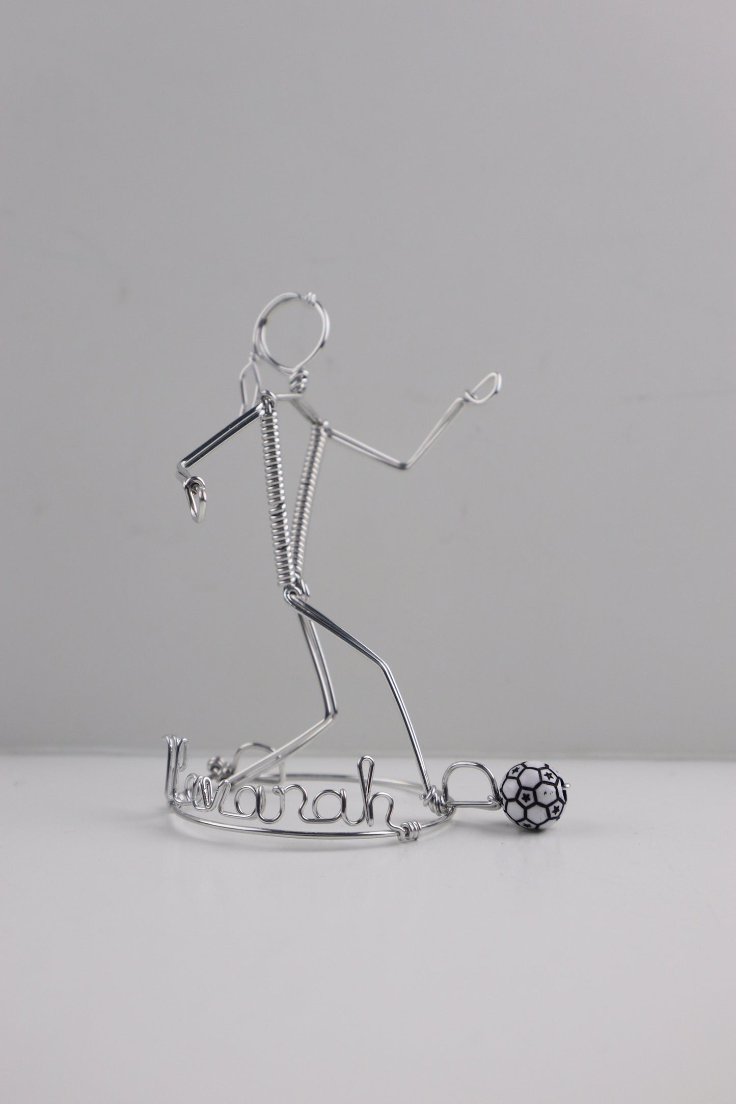 Soccer Player Ornament, Freestanding Wire Sculpture