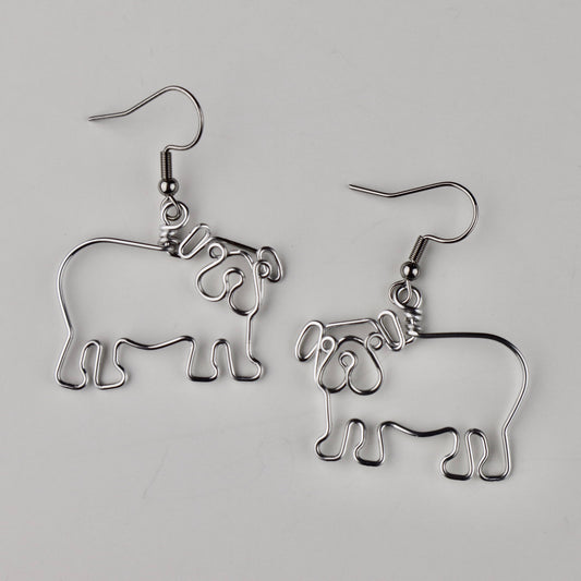 Bulldog Earrings Wire Jewelry Gift for Dog Lovers