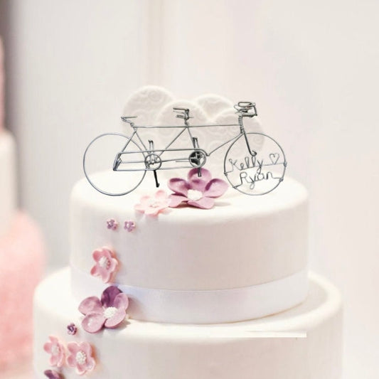 Personalized Tandem Bicycle Wedding Cake Topper