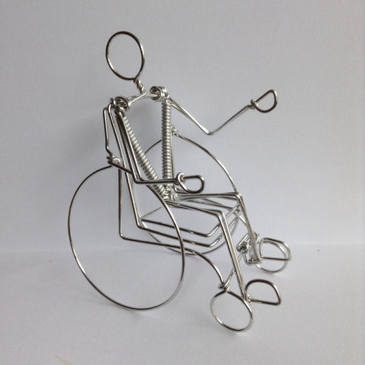 Wheelchair Rider Ornament Wire Art Sculpture Decoration