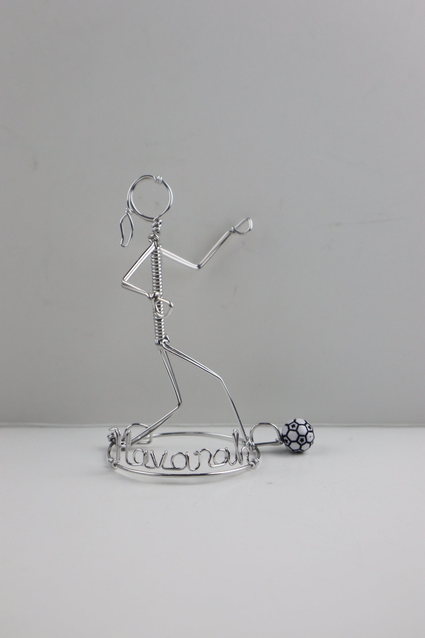 Soccer Player Ornament, Freestanding Wire Sculpture