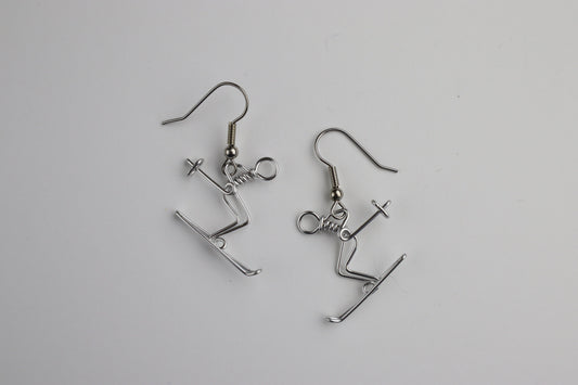 Skier Earrings // Downhill Ski Jewelry