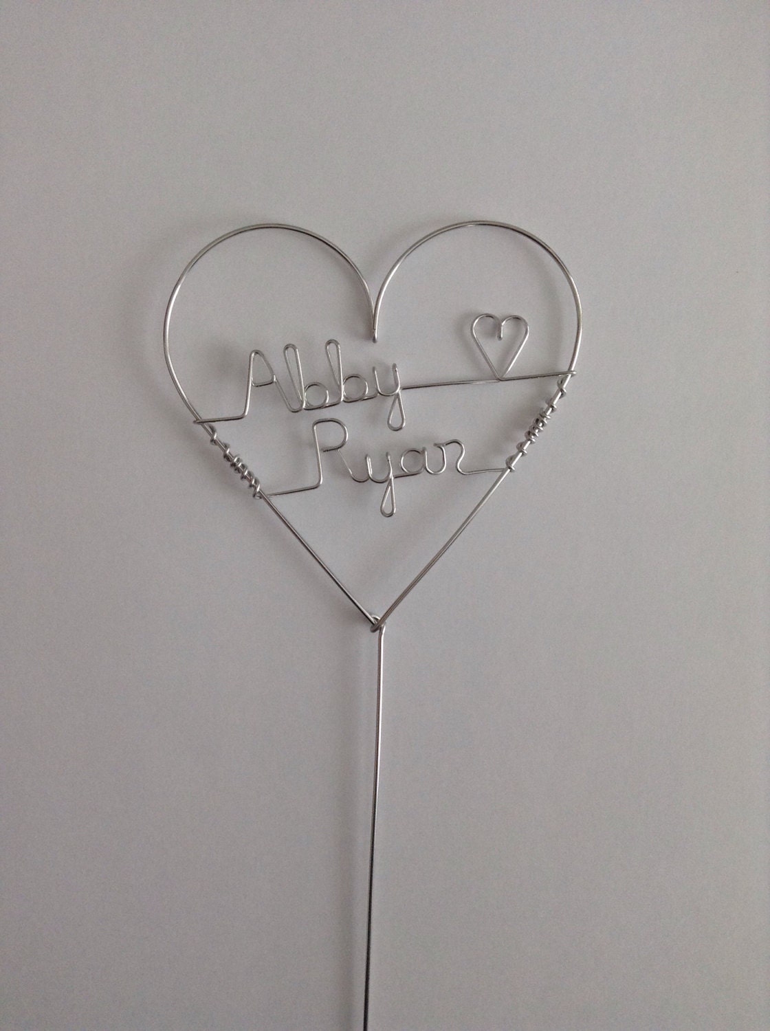 Personalized Wire Heart Cake Wedding Cake Topper