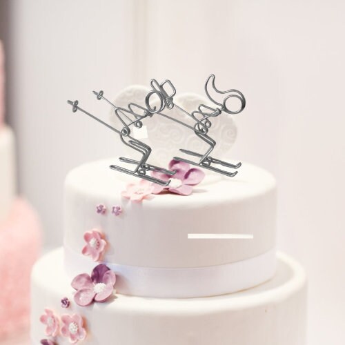 Skiers Wedding Cake Topper