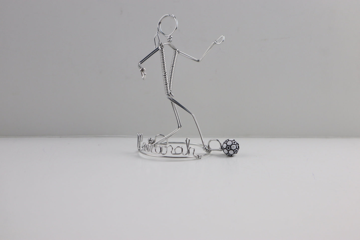 Soccer Player Ornament, Freestanding Wire Sculpture