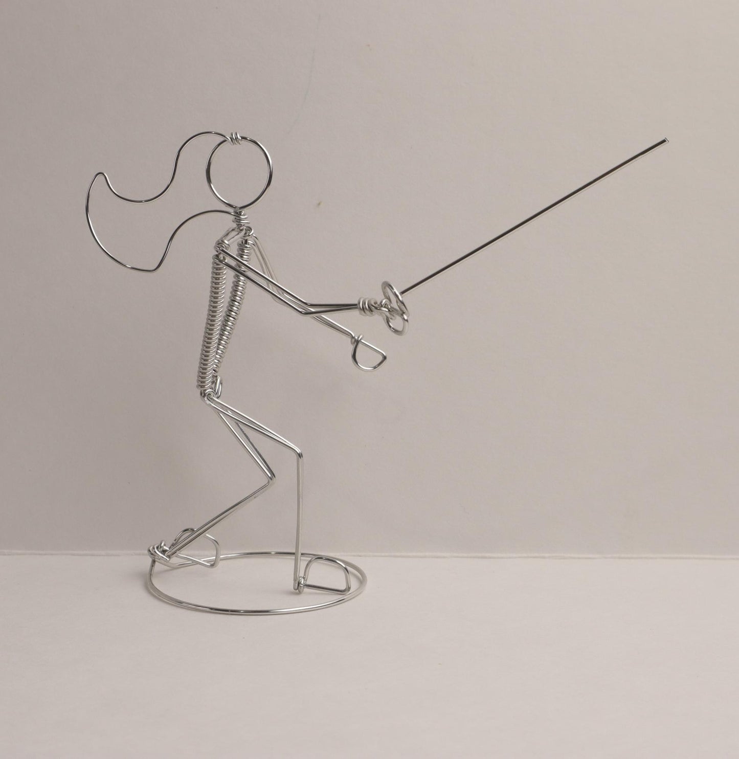 Fencing Ornament Freestanding Miniature Wire Sculpture, Gift for Fencer