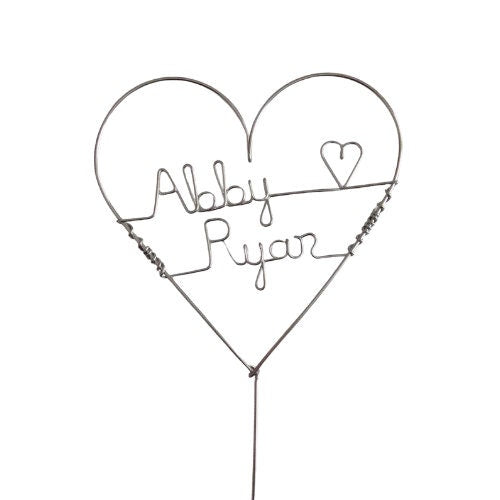 Personalized Wire Heart Cake Wedding Cake Topper