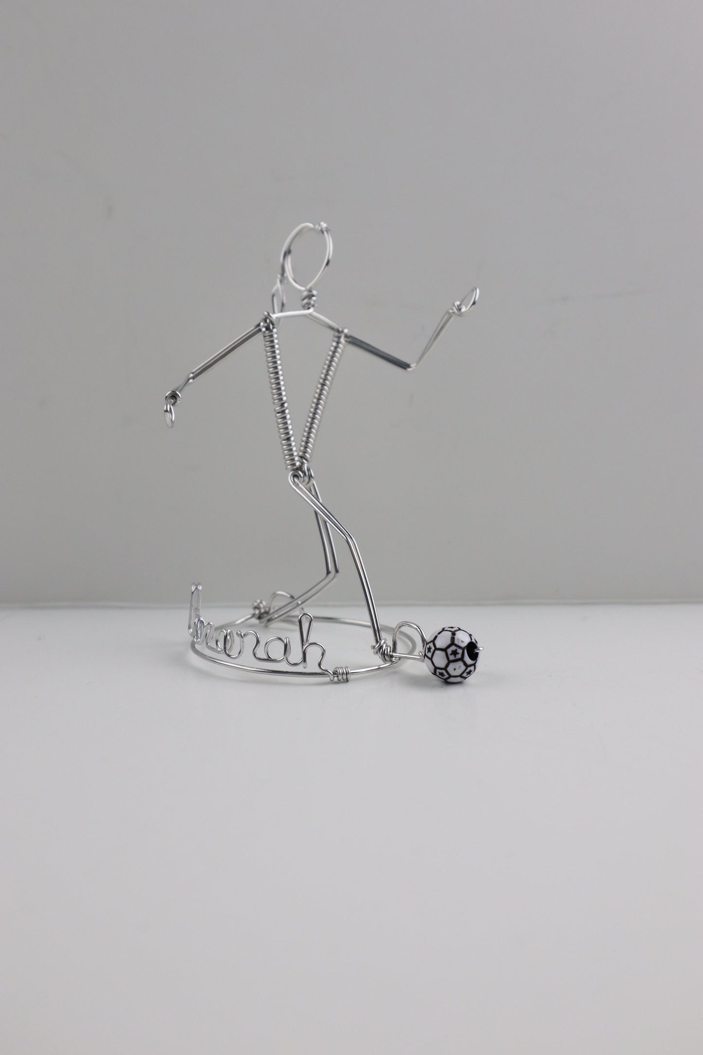 Soccer Player Ornament, Freestanding Wire Sculpture