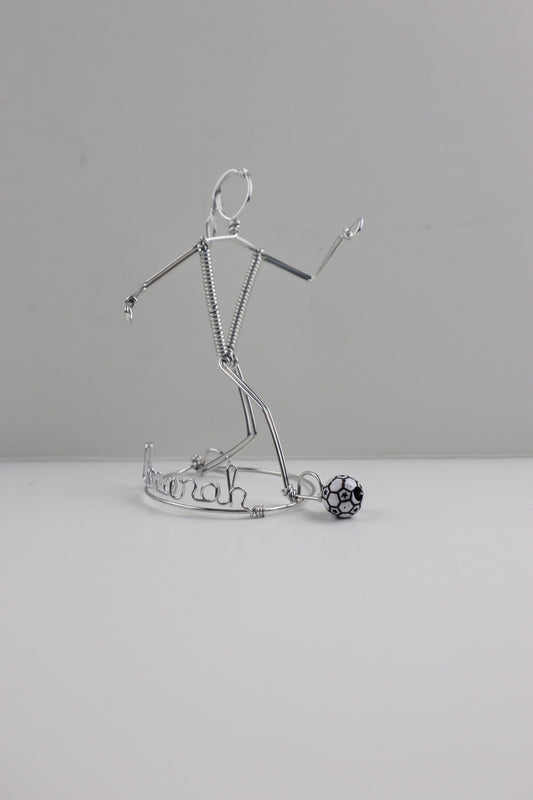 Soccer Player Ornament, Freestanding Wire Sculpture