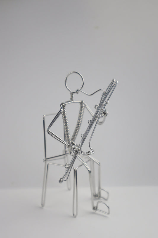 Sitting Musician Ornament Contra Bassoon Player and Many More Wire Art Sculptures