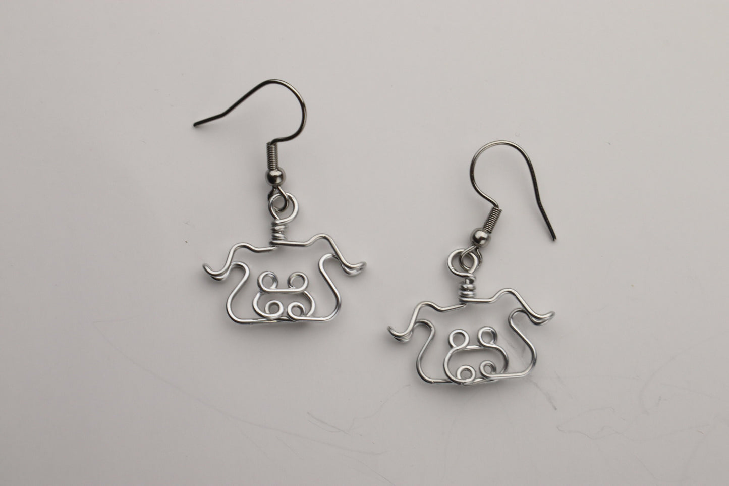 Wire Pig Face Earrings // Teacher Gifts // Dangling, Lightweight, Non-tarnish